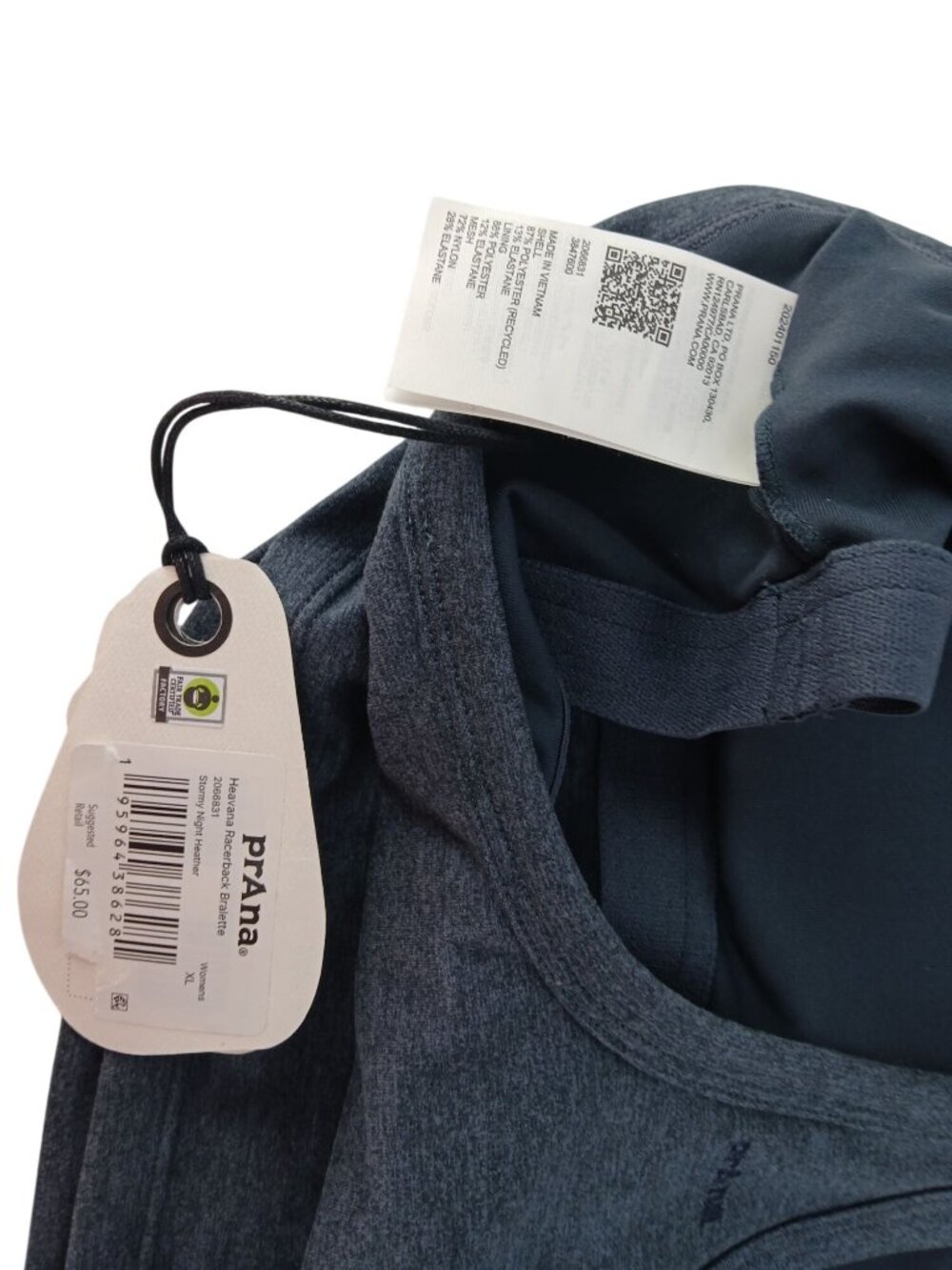 PrAna Womens Heathered Racerback Bralette XL Gray Moisture Wicking UPF 50 Bra - Picture 6 of 8